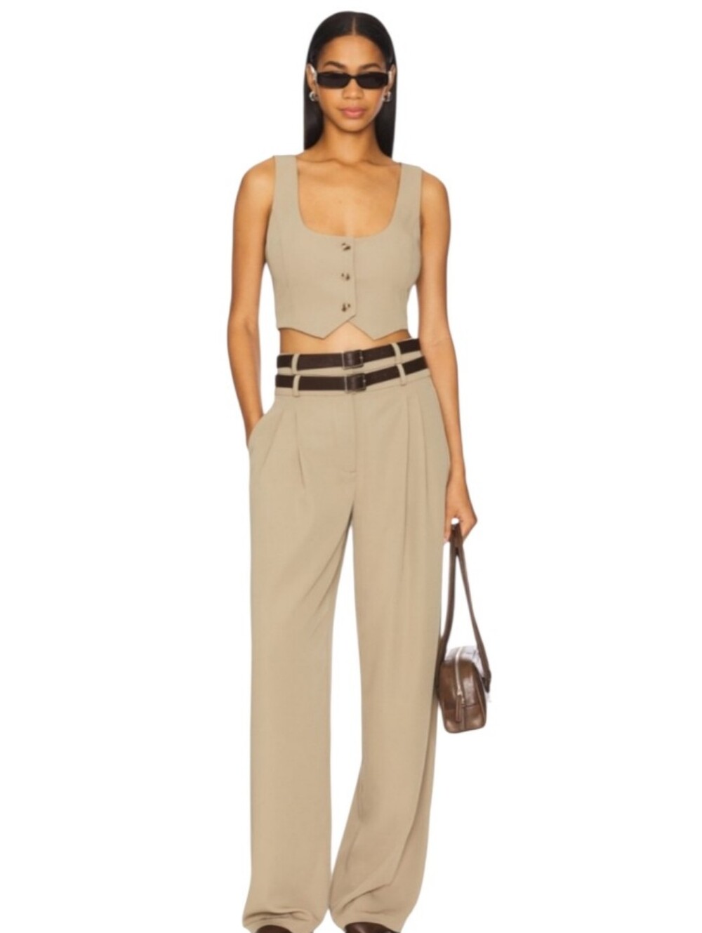 Camila Coelho Jila Sage Wide-Leg Trousers with High Waist